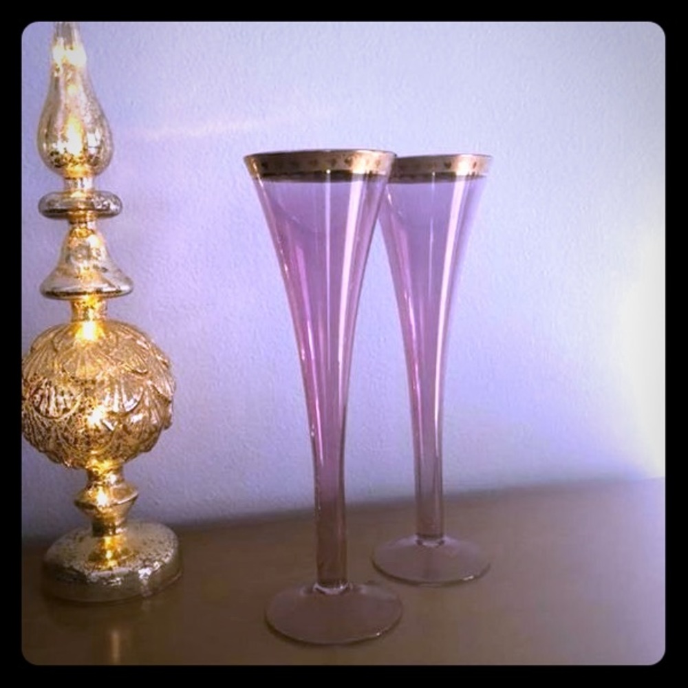 Nieman Marcus Champagne Flutes Glasses Pair Two